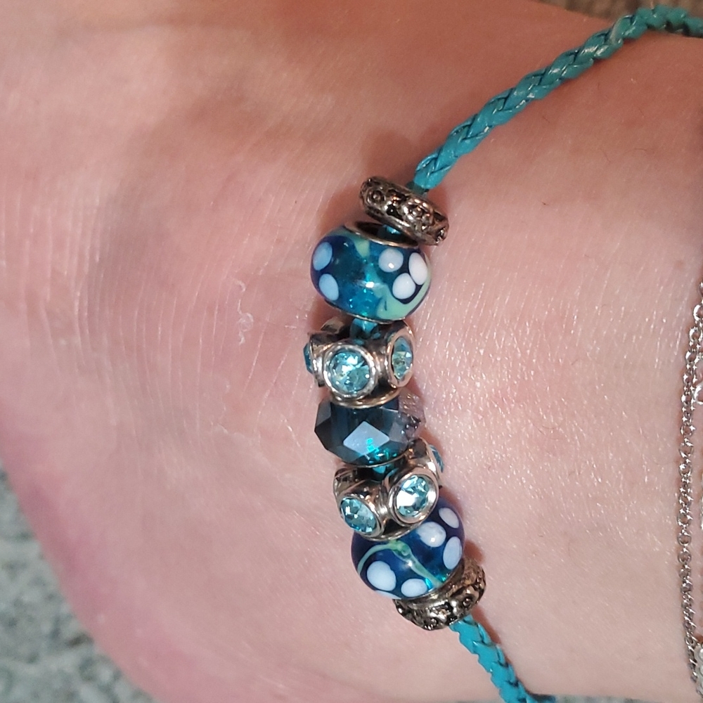 New custom larger handmade Beaded Anklet 11" with 2" extender